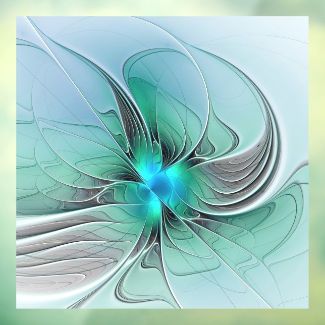 Abstract With Blue, Modern Fractal Art Window Cling (Sheet 3)