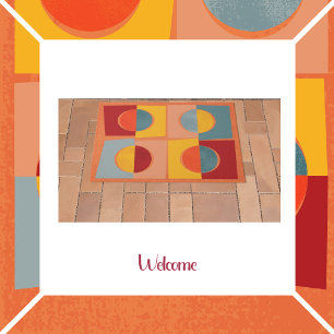 Abstract with Circles and Squares Doormat