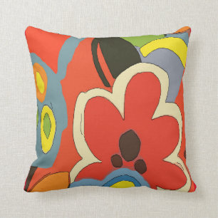 Abstract With Tropical Flowers Throw Pillow
