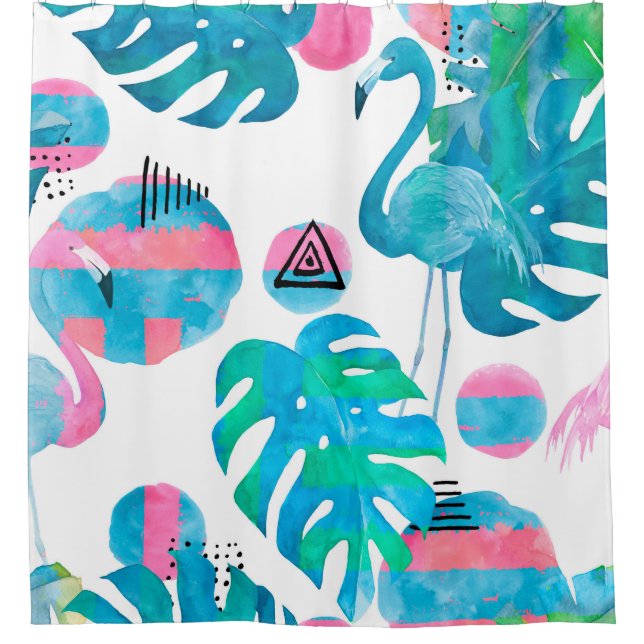 Abstract with watercolor flamingo and random eleme (Front)