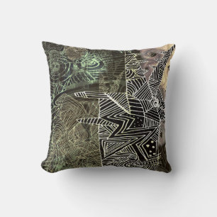 abstract with wolf throw pillow