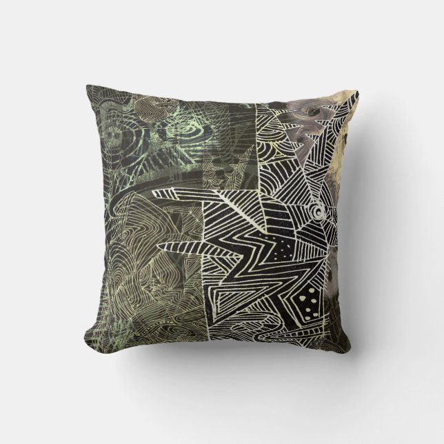 abstract with wolf throw pillow (Front)