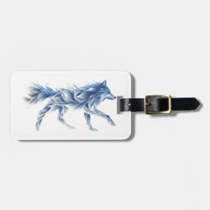 Abstract Wolf Art: Geometric Animal Illustration Luggage Tag
