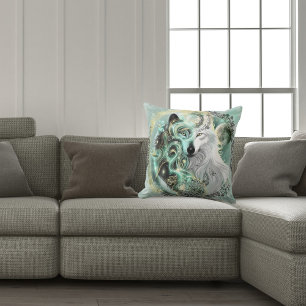 Abstract wolf throw pillow
