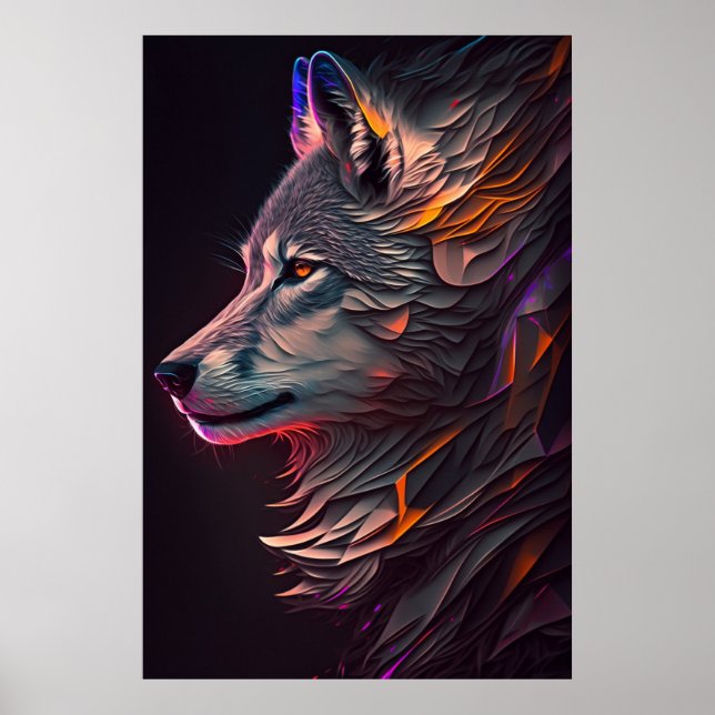 Abstract Wolf Wall Art Poster (Front)