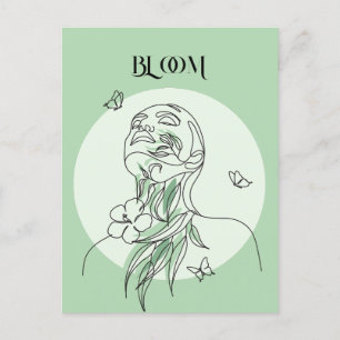 Abstract Woman Line Art, Earthy Tones Poster Postcard