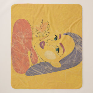 Abstract Woman: Minimalist Line Portrait Sherpa Blanket