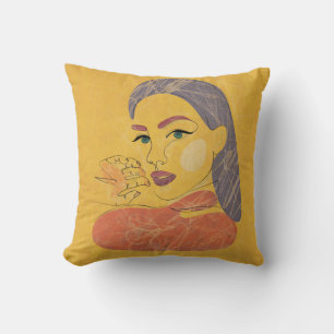 Abstract Woman: Minimalist Line Portrait Throw Pillow
