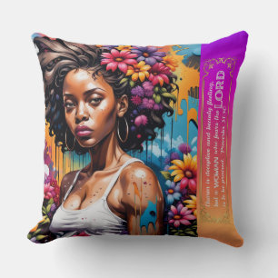 Abstract Woman of Faith Proverbs 31 30 Throw Pillow