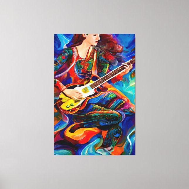 Abstract Woman Playing guitar Music art  Canvas Print (Front)