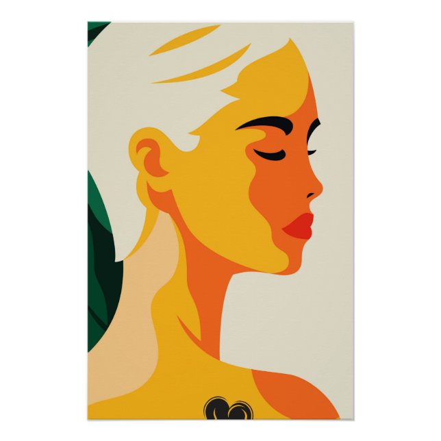 Abstract Woman Portrait Heart Tattoo Modern  Poster (Front)