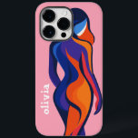 Abstract Woman Silhouette Case-Mate iPhone 14 Pro Max Case<br><div class="desc">Make a statement of strength and beauty with this elegant “Abstract Woman Silhouette” iPhone case. Featuring a flowing, modern illustration of a female form in rich tones of indigo, orange, and red against a soft pink background, this design celebrates femininity and movement through bold minimalism. Add your name — like...</div>