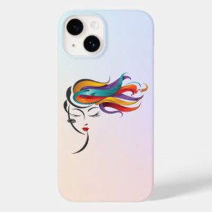 Abstract Woman with Colourful Flowing Hair Art Case-Mate iPhone 14 Case