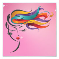 Abstract Woman with Colourful Flowing Hair Art