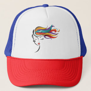 Abstract Woman with Colourful Flowing Hair Art Trucker Hat