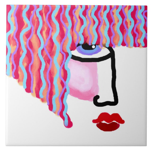 Abstract Woman's Face Tile (Front)