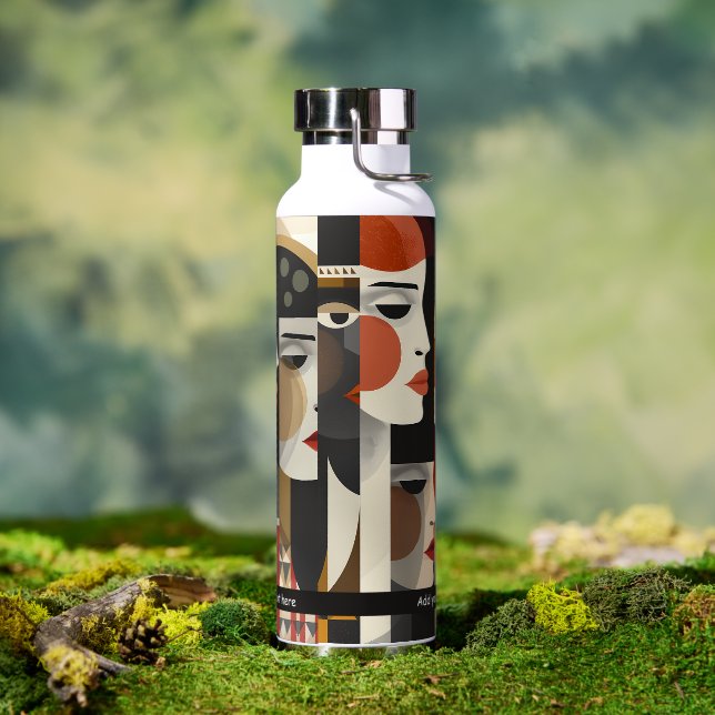 Abstract Women Faces Artistic Illustration  Water Bottle (Outdoor)