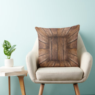 Abstract wooden cube throw pillow