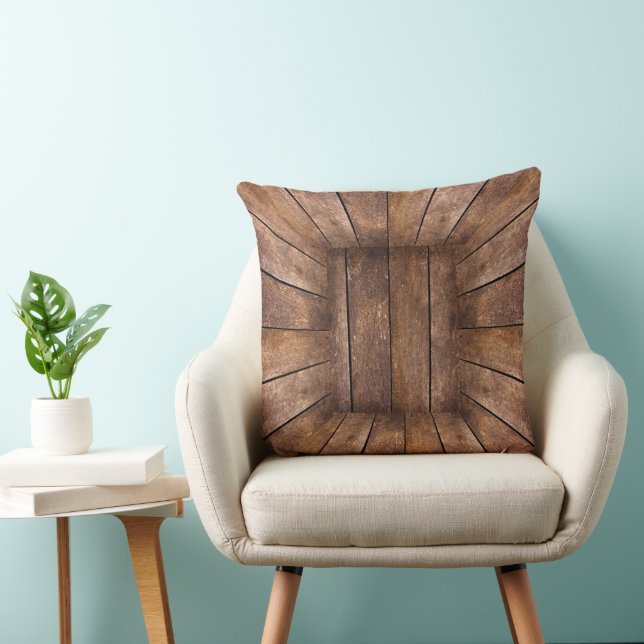 Abstract wooden cube throw pillow (Chair)