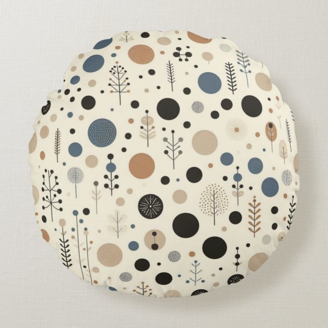 Abstract Woodland Round Pillow (Front)