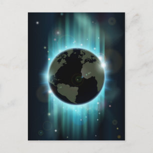 Abstract world globe space background postcard
