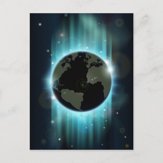 Abstract world globe space background postcard (Front)