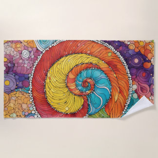 Abstract worm pattern, multicolor beach towel