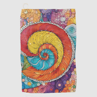 Abstract worm pattern, multicolor golf towel