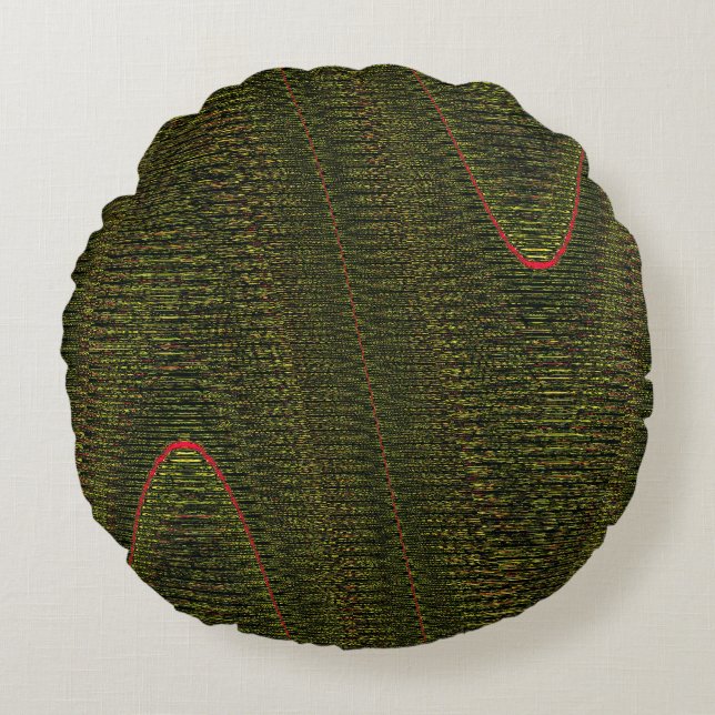 Abstract Woven Threads, Drk Green Round Pillow (Front)