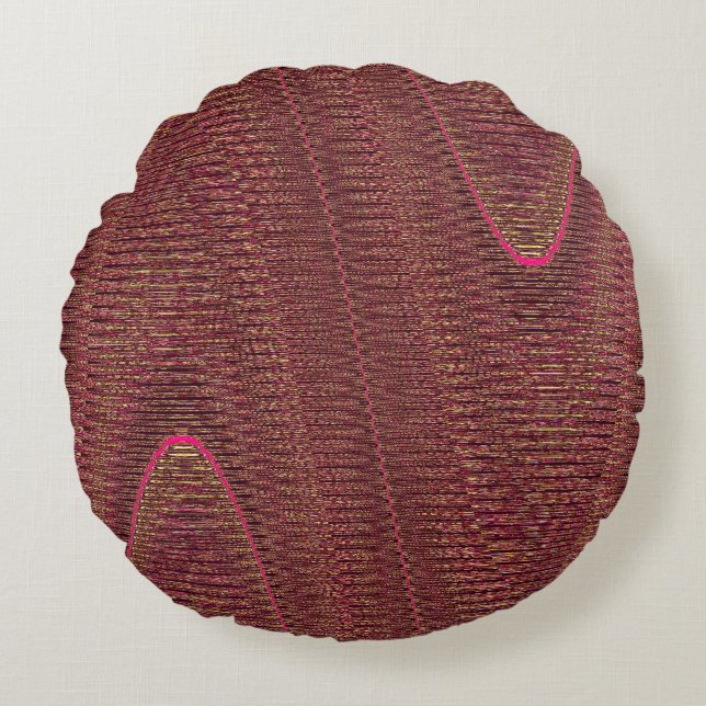 Abstract Woven Threads, Mauve Round Throw Pillow (Front)