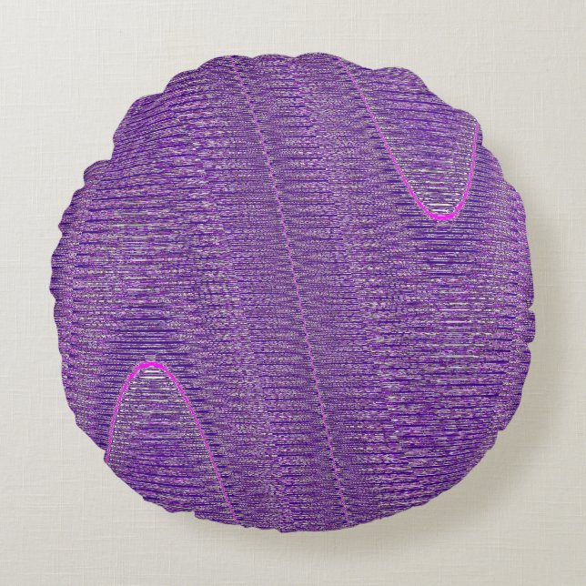Abstract Woven Threads, Purple Round Throw Pillow (Front)