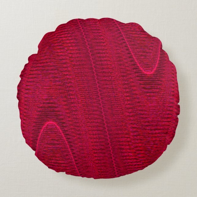 Abstract Woven Threads,Rasp.Red Round Throw Pillow (Front)