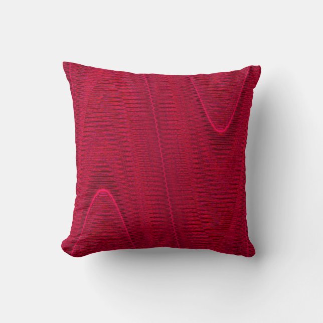 Abstract Woven Threads, Rasp.Red Sq Throw Pillow. Pillow (Front)