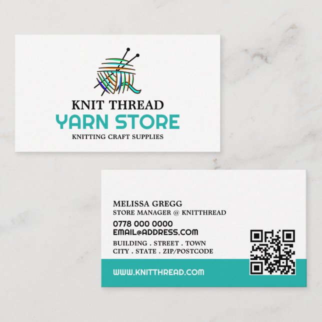 Abstract Yarn, Knitting Store, Yarn Store Business Card (Front/Back)