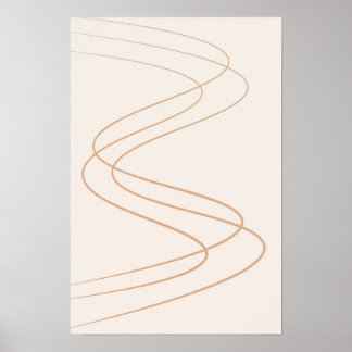 abstract yellow and beige line art/ minimalistic poster