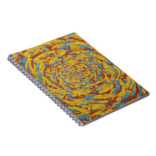 Abstract Yellow and Blue Running Figures Art Notebook