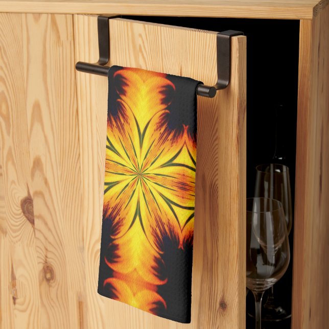 Abstract Yellow And Brown Kaleidoscope Art    Kitchen Towel (Thirds Fold)