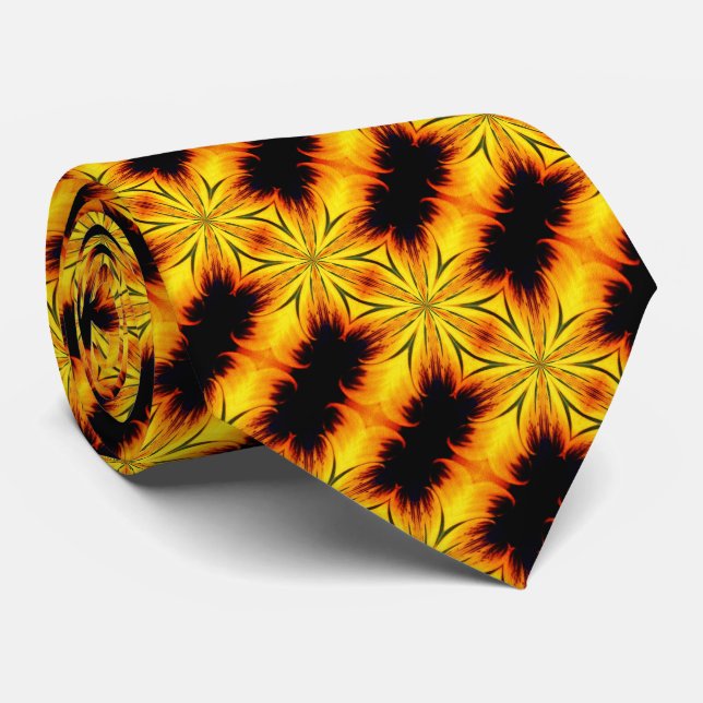 Abstract Yellow And Brown Kaleidoscope Art     Tie (Rolled)