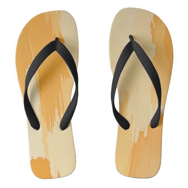 Abstract Yellow and Cream Paint Strokes  Flip Flops (Footbed)