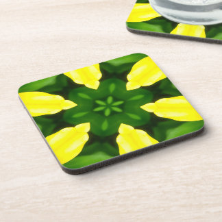 ABSTRACT YELLOW AND GREEN DRAWING. SAMER BRASIL. 3 COASTER