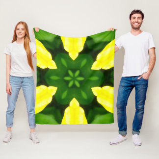 ABSTRACT YELLOW AND GREEN DRAWING. SAMER BRASIL. 3 FLEECE BLANKET