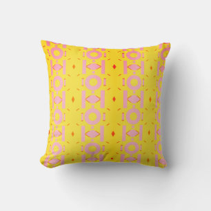 Abstract Yellow and Pink Pattern with Geometry Throw Pillow