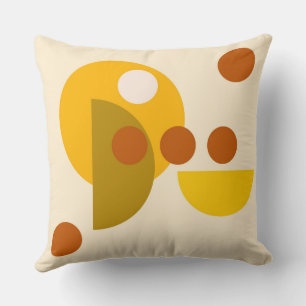 Abstract yellow beige brown circles dots throw pillow