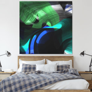 Abstract yellow black paint  canvas print