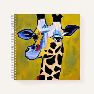 Abstract Yellow Black Vibrant Fun Giraffe Portrait Notebook