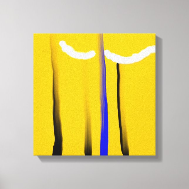 Abstract Yellow Blue Black White Oil Painting Canvas Print (Front)
