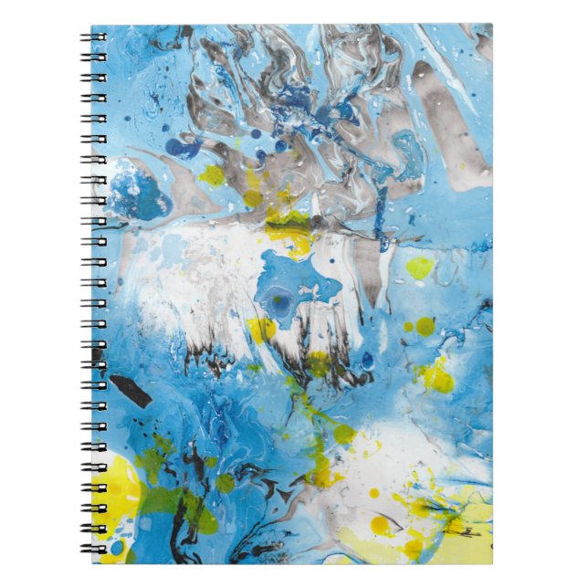 Abstract Yellow Blue Green Template Trendy Modern Notebook (Front)