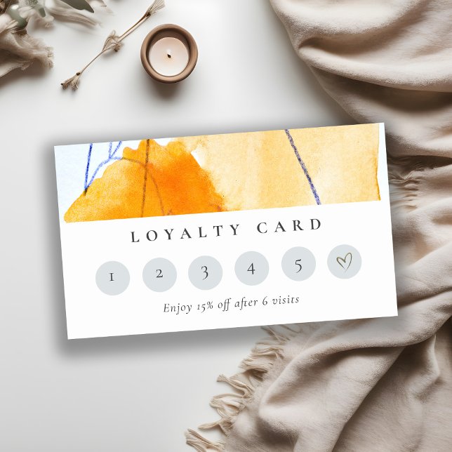 Abstract Yellow Blue Watercolor Art Loyalty Card  (Creator Uploaded)