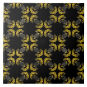Abstract Yellow, Bronze, and Black Pattern Tile