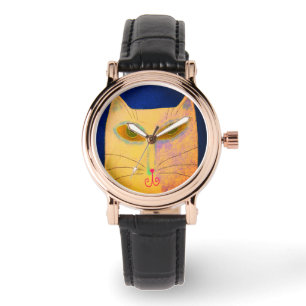 Abstract Yellow Cat Art to Wear Watch